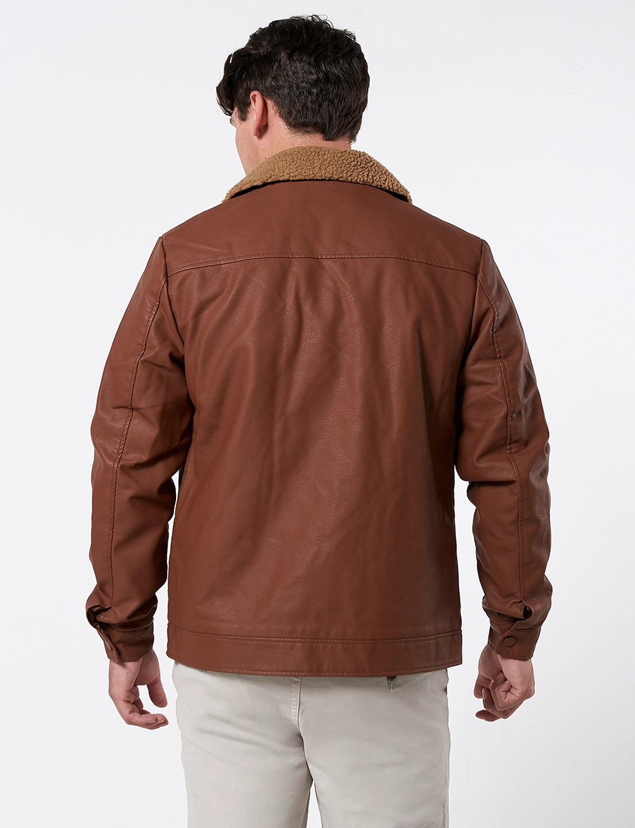 Chaqueta Cuello Borrego Café Medio