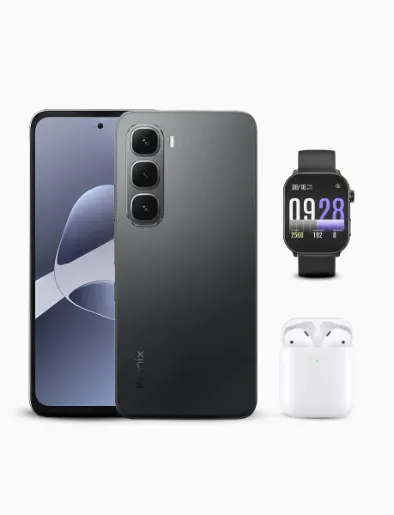 Combo Celular Hot 60i de 256GB y RAM 4GB (4GB) Negro | Infinix + Earbuds Moi T191 Blanco | Infinix + SmartWatch Balancs Negro | Kieslect