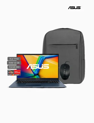 Laptop Vivobook 15(M1502) de 512GB y RAM 16GB Quiet Blue | ASUS + Gratis Mochila y Mouse