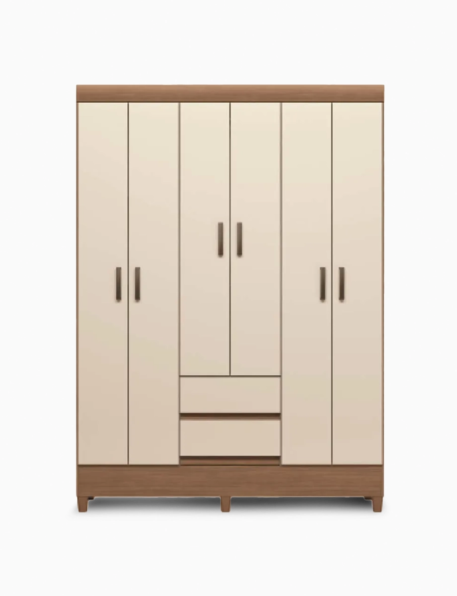 Armario Fit 6 Puertas Jequitiba/Blanco Antiguo | Muebles El Bosque