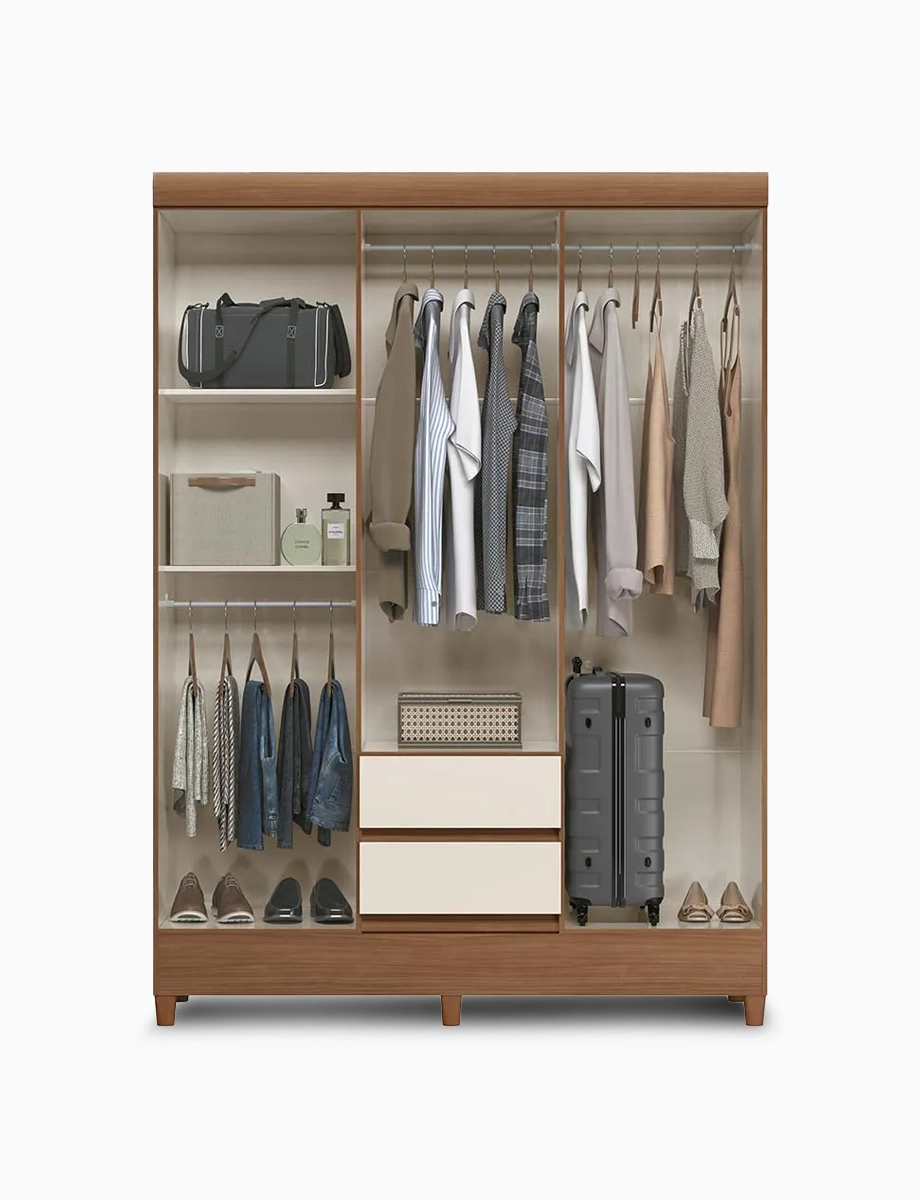Armario Fit 6 Puertas Jequitiba/Blanco Antiguo | Muebles El Bosque