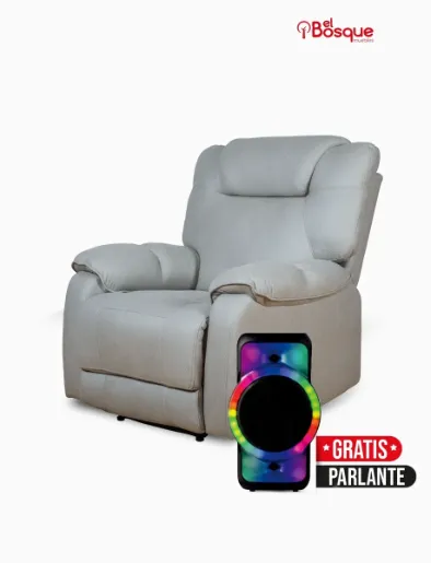 Sofá Reclinable Lia Gris Claro | Muebles El Bosque