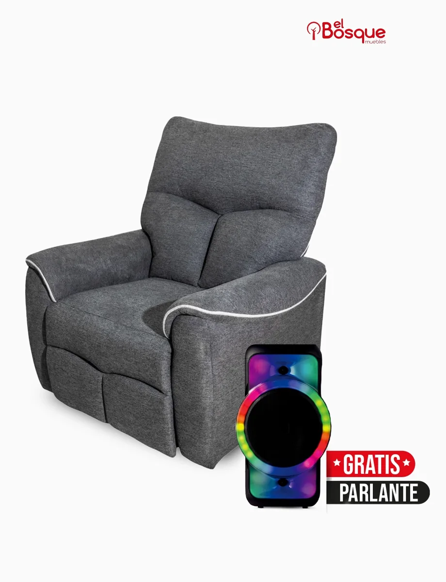 Sofá Reclinable Kim Gris Oscuro | Muebles El Bosque