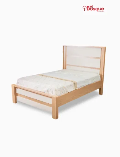 Cama Cindy Full (2 Plazas) Naturale/Cristalo | Muebles El Bosque