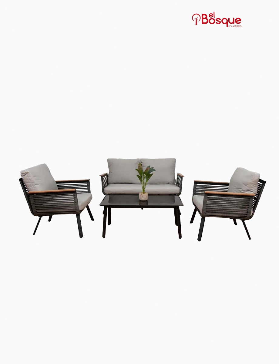 Juego de Sala Exterior Serena + Mesa Centro Gris | Muebles El Bosque