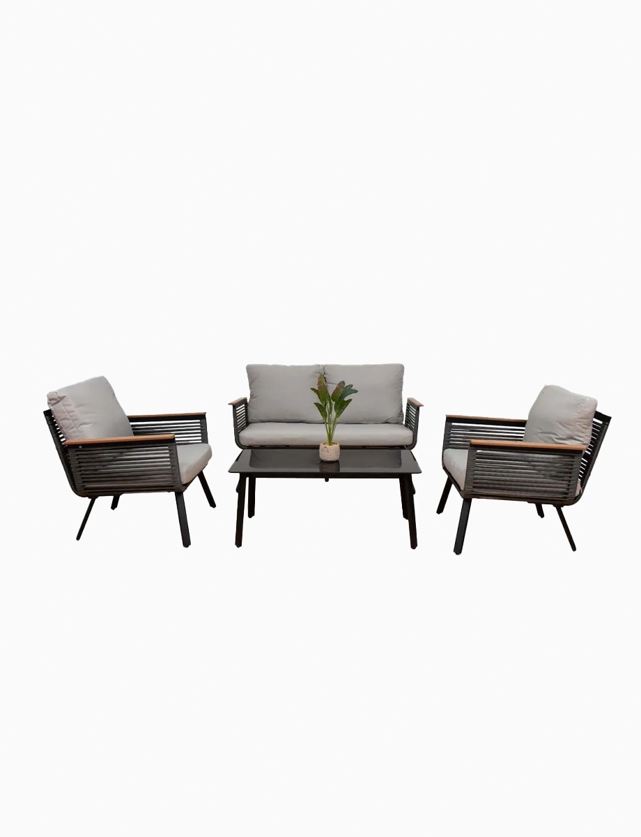 Juego de Sala Exterior Serena + Mesa Centro Gris | Muebles El Bosque