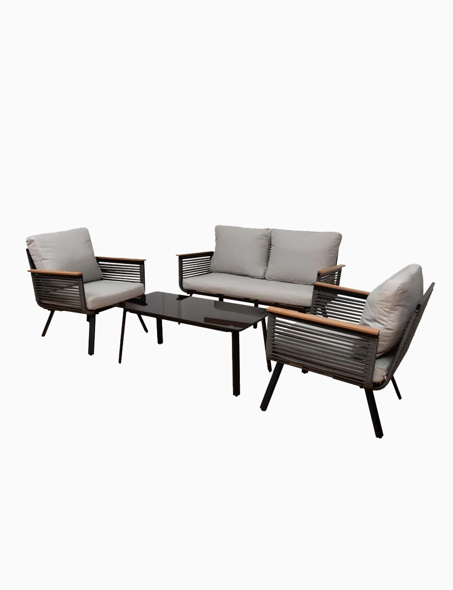 Juego de Sala Exterior Serena + Mesa Centro Gris | Muebles El Bosque