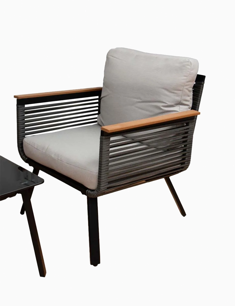 Juego de Sala Exterior Serena + Mesa Centro Gris | Muebles El Bosque