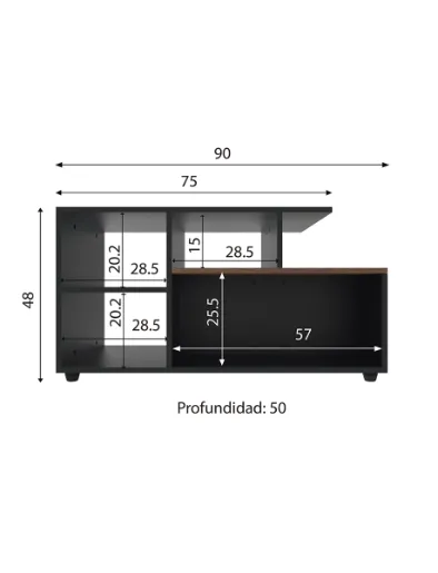 Mesa de Centro Edimburgo Negro/Arizona | Mueble Fácil