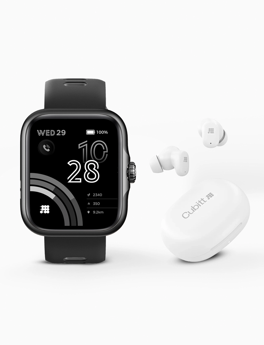 Combo SmartWatch Viva Pro Negro + Audífonos Power Buds Blanco | Cubitt