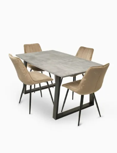 Juego de Comedor 4 Puestos Gris/Beige | Home Life