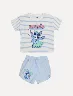 Conjunto Camiseta a Rayas + Short Celeste Infantil Niña – Estilo veraniego coordinado
