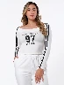 Buzo Off Shoulder Blanco / Negro Mujer – Estilo relajado con toque moderno