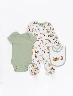Set Body Verde + Mono Estampado + Babero Roar Niño – Estilo tierno divertido bebé