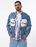 Chaqueta Estampada Azul Jean Hombre – Diseño llamativo para look urbano