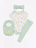 Set 4 Piezas Body + Pantalón + Cintillo + Babero Bebé Niña – Ideal para regalar