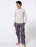 Pijama Buzo Crudo + Pantalón Cuadros Azul/Rojo Hombre – Descanso cómodo con estilo clásico