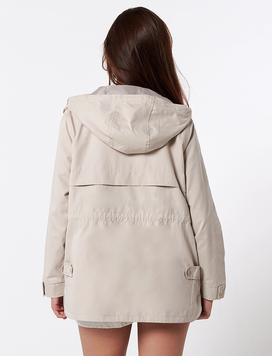 Parka con Capucha Unicolor