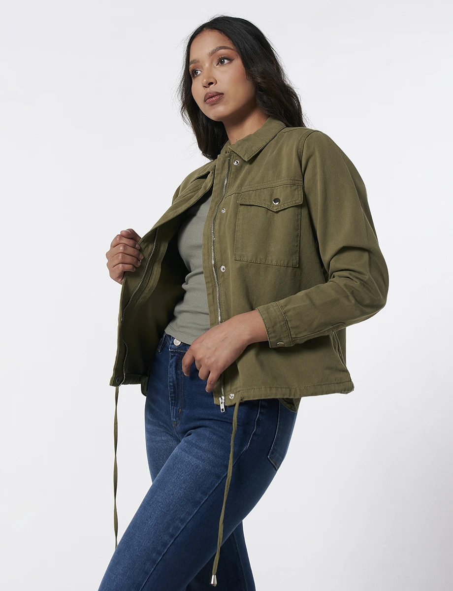 Chaqueta Unicolor Manga Larga