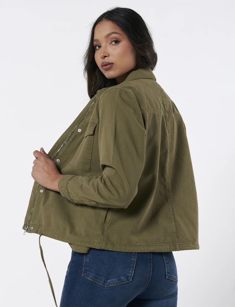 Chaqueta Unicolor Manga Larga