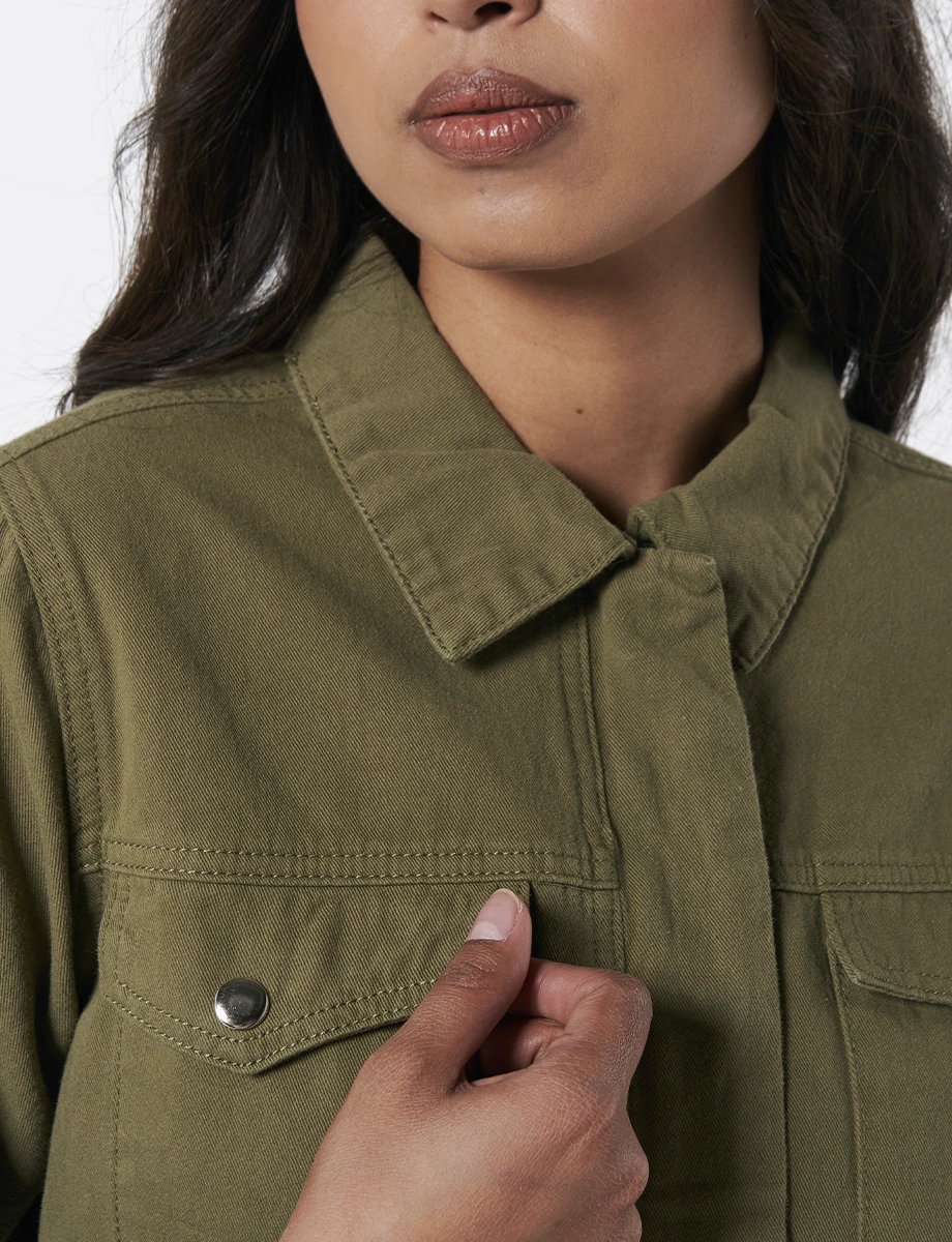 Chaqueta Unicolor Manga Larga