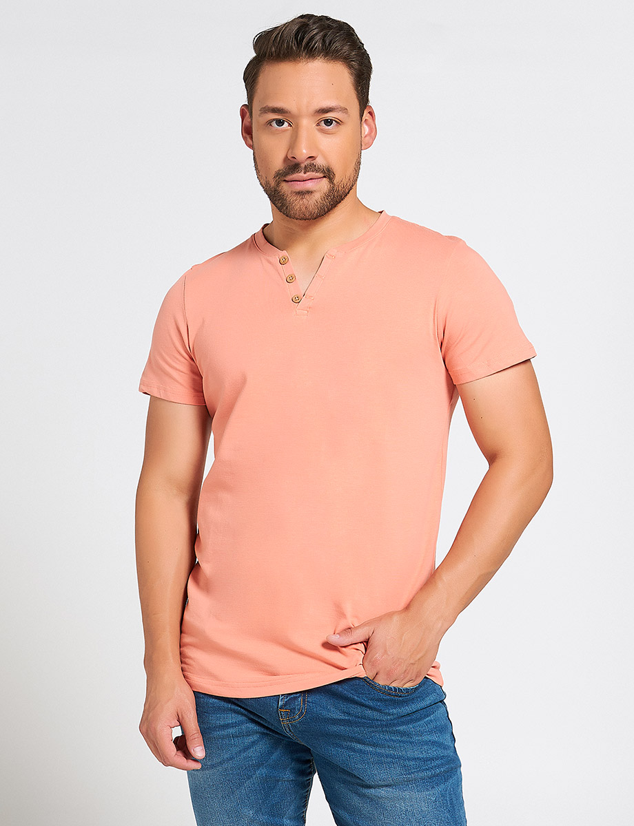 Camiseta Básica Cuello Henley 3 Botones
