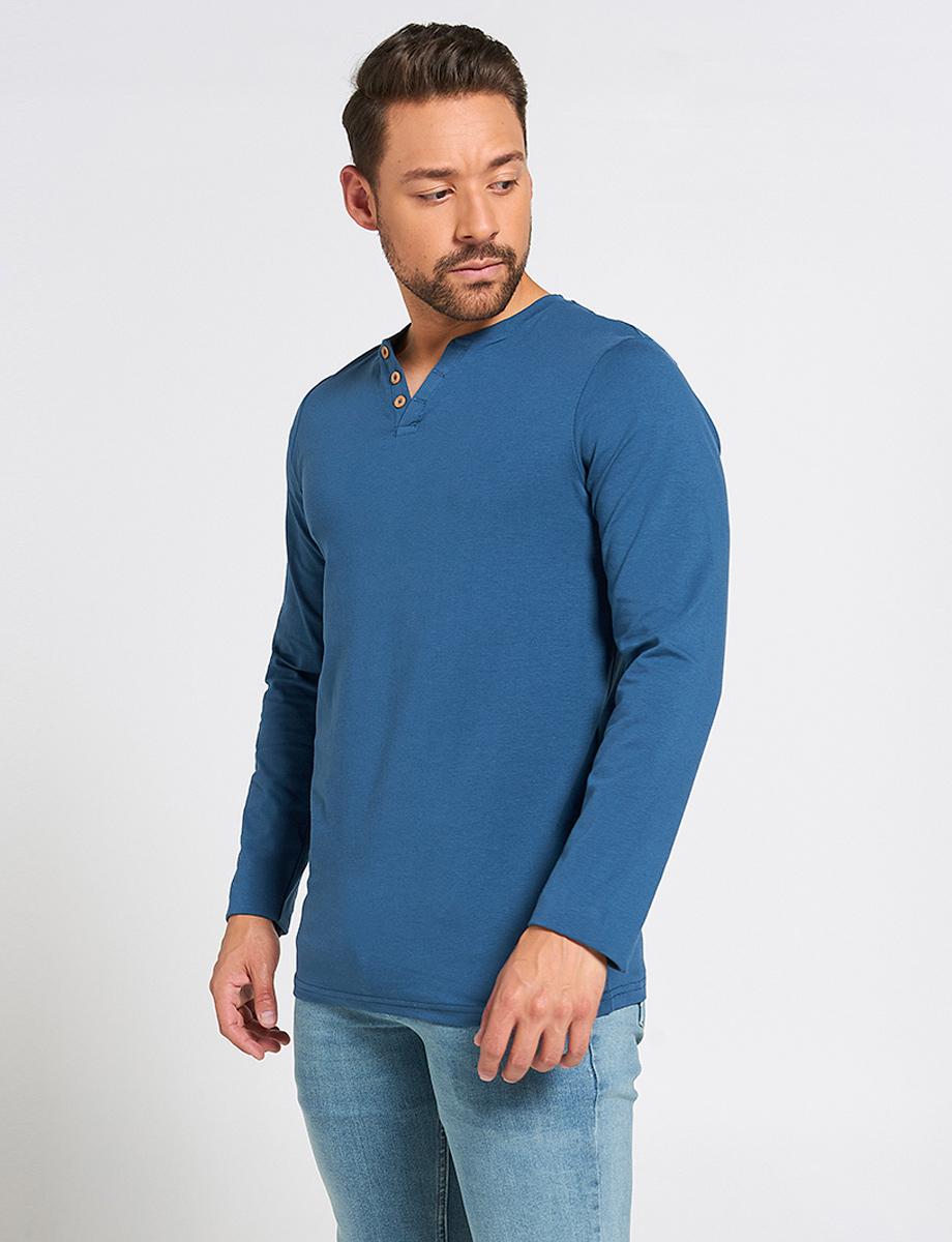 Buzo Básico Cuello Henley 3 Botones