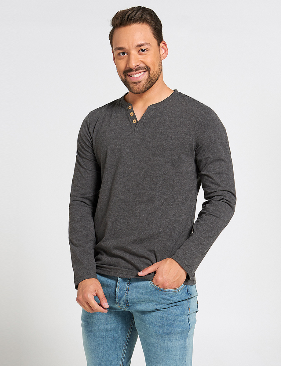 Buzo Básico Cuello Henley 3 Botones