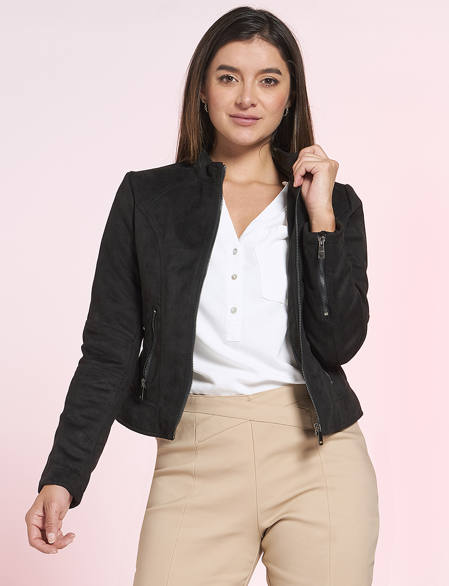Chaqueta Unicolor con Cierres
