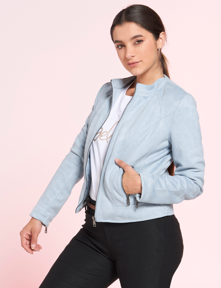 Chaqueta Unicolor con Cierres