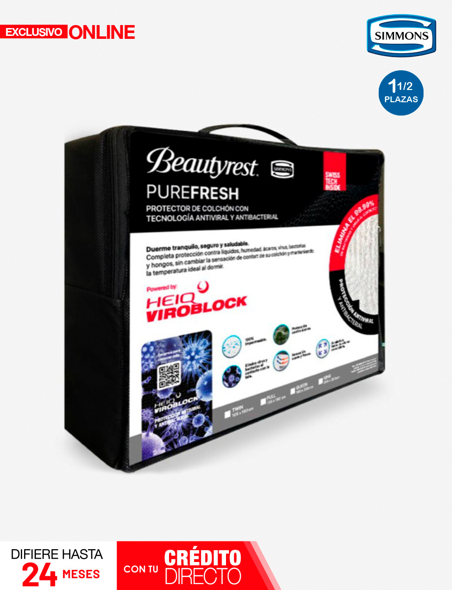 Protector de Colchón Beautyrest PUREFRESH 1 1/2 Plazas | Simmons