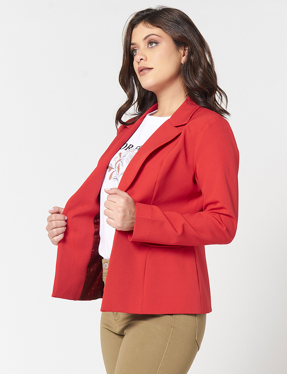 Blazer Corto con Botones Unicolor