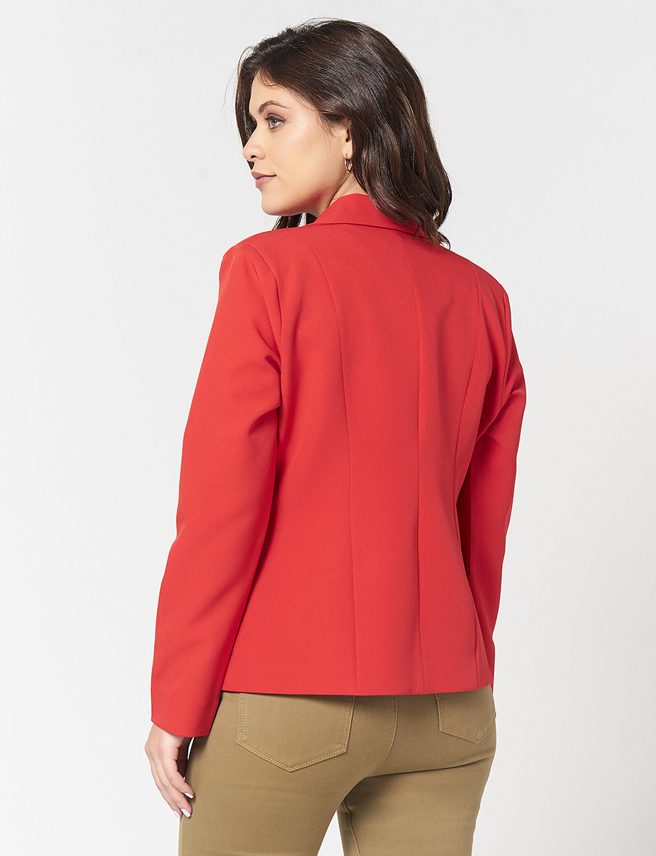 Blazer Corto con Botones Unicolor