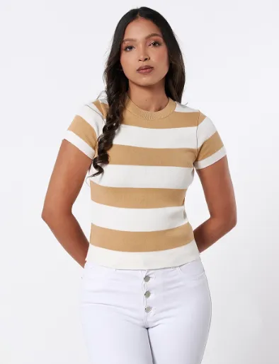 Camiseta a Rayas Unicolor