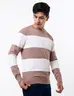 Sweater Bloques Café Hombre Diseño moderno con combinación de tonos